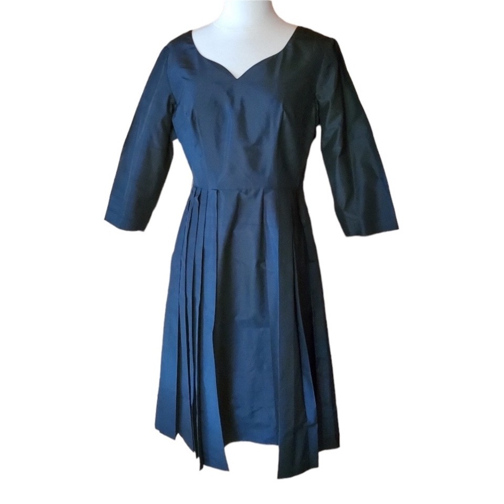 1950s Unlabeled Black, Satin Dress